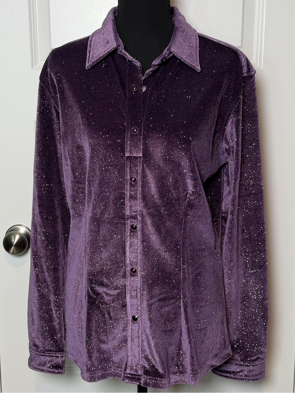 ✨ Ranch Dress’n Purple Velvet Shimmer Performance Pullover Shirt NWT Medium